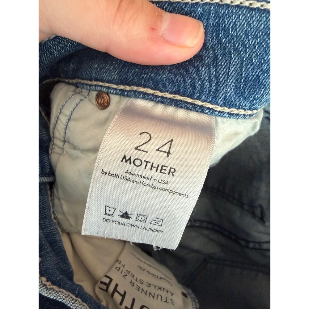 Mother Stunner Zip Ankle Step Fray Skinny High Rise Jeans Size 24 - Picture 5 of 7